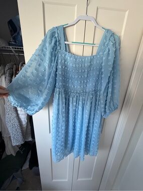 Light Blue Long Sleeve Mini Dress